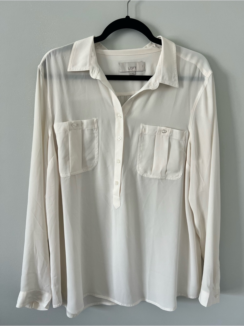 LOFT Cream Button-Front Blouse